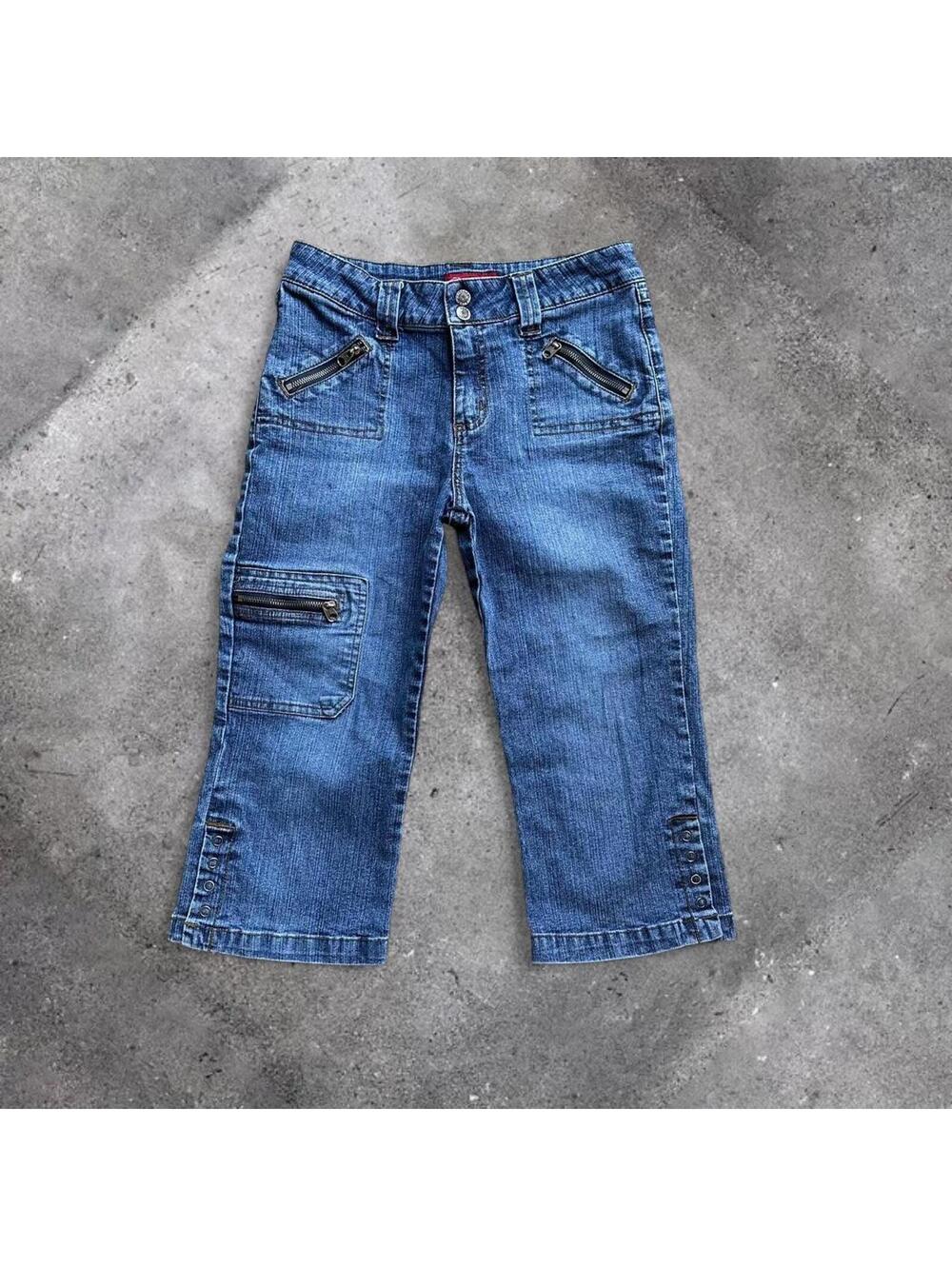 insane y2k denim capris, size 0/1